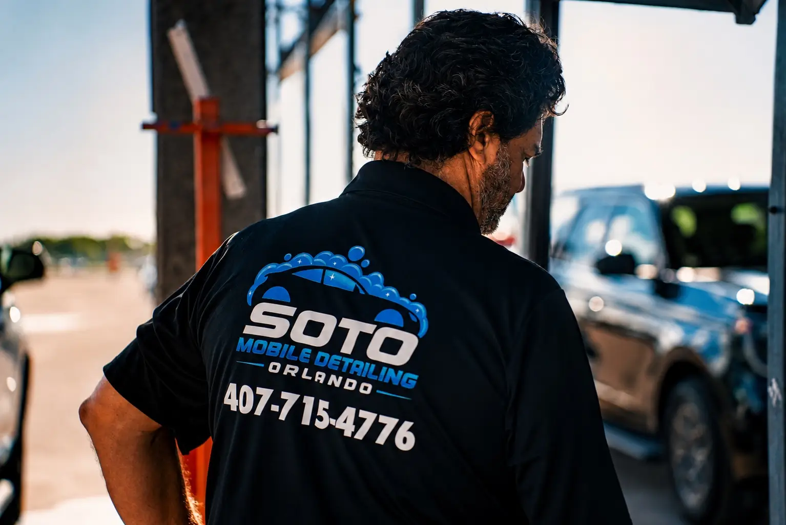 Mobile detailing company in Orlando, FL · mobile detailing setup working in full Florida sun