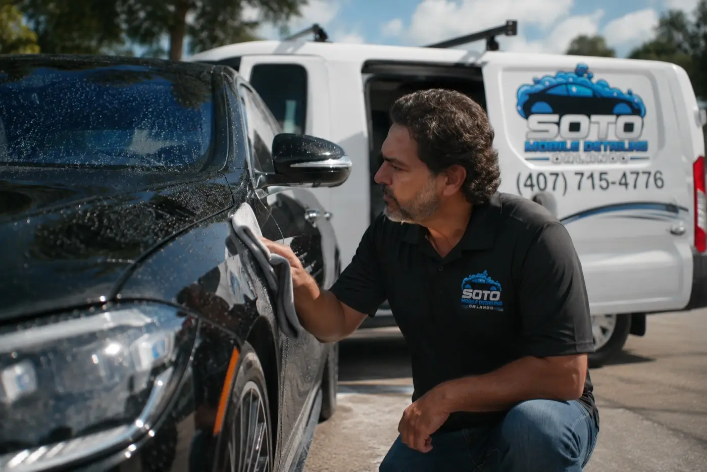 Mobile detailing company in Orlando, FL Ceramic coating in Orlando, FL · Water beading tight on a freshly coated finish