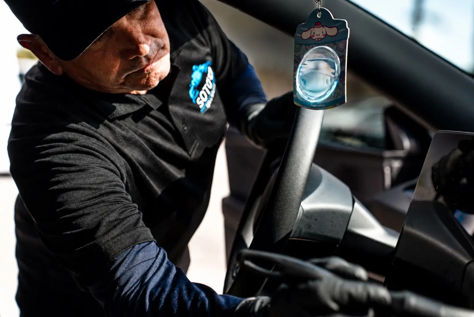 Mobile detailing company in Orlando, FL · interior surfaces cleaned around the mirror and dash