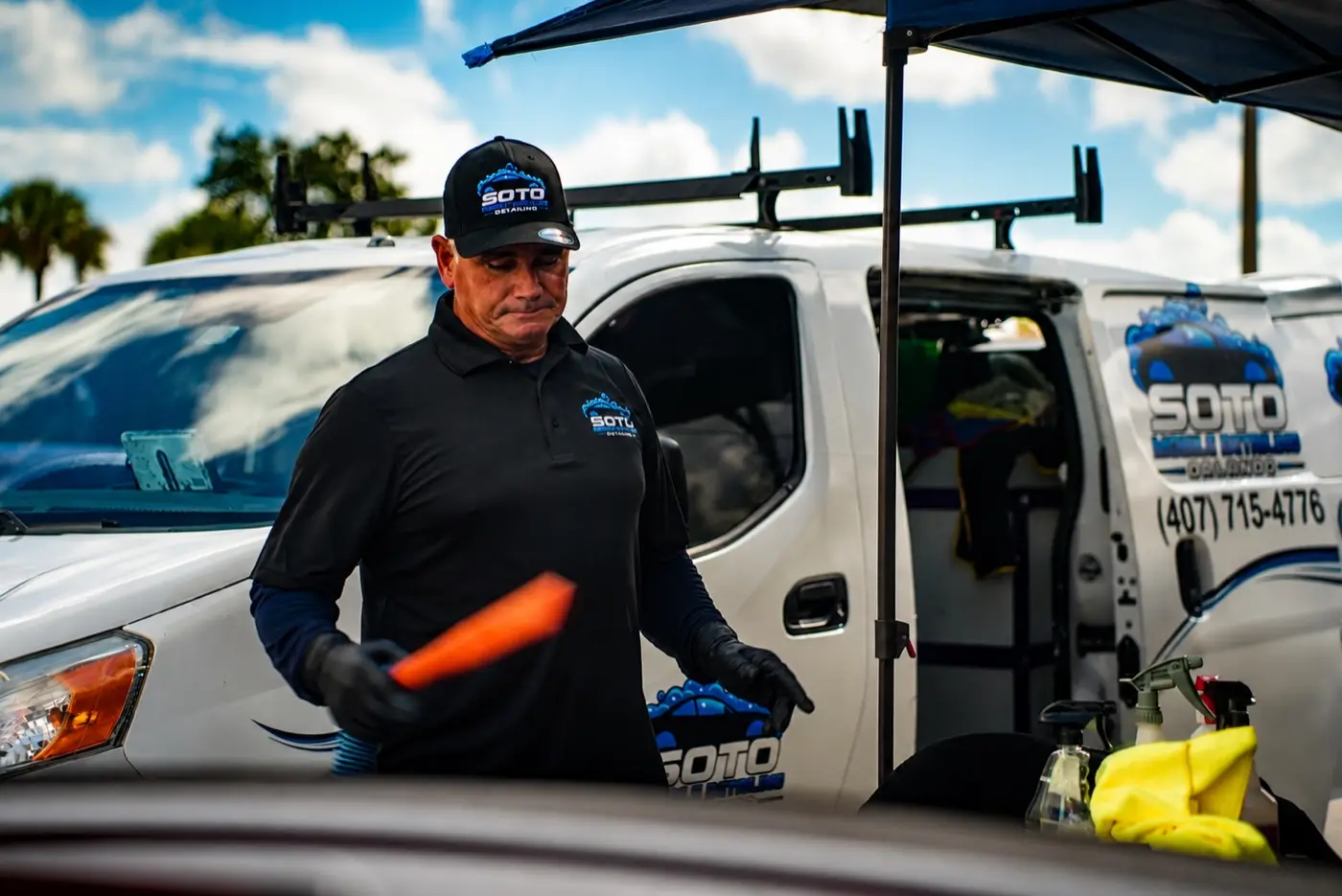 About Soto Mobile Detailing Orlando · professional tools and chemistry carried in the van